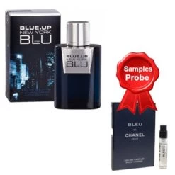 Blue Up New York Blu Man 100 Ml + Perfume Sample Spray Chanel Bleu De Chanel