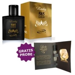 Chatler 585 Gold Lady 100 Ml + Perfume Sample Spray Paco Rabanne Lady Million
