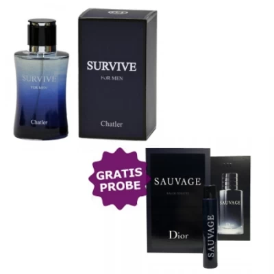 Chatler Survive Men 100 Ml + Perfume Sample Spray Dior Sauvage 3 Chatler Survive Men 100 Ml + Perfume Sample Spray Dior Sauvage