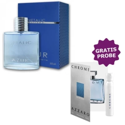 Cote Azur Metalic Extreme 100 Ml + Perfume Sample Spray Azzaro Chrome 3 Cote Azur Metalic Extreme 100 Ml + Perfume Sample Spray Azzaro Chrome