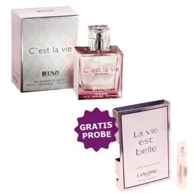 JFenzi Cest La Vie 100 Ml + Perfume Sample Spray Lancome La Vie Est Belle 3 JFenzi Cest La Vie 100 Ml + Perfume Sample Spray Lancome La Vie Est Belle