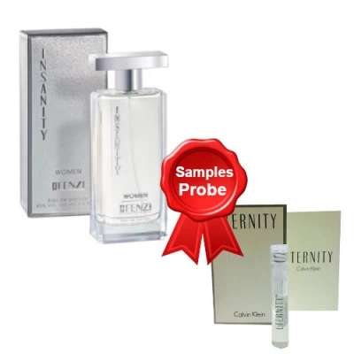 JFenzi Insanity Women 100 Ml + Perfume Sample Spray Calvin Klein Eternity Woman 3 JFenzi Insanity Women 100 Ml + Perfume Sample Spray Calvin Klein Eternity Woman