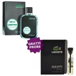 JFenzi Lasstore Izy Black 100 Ml + Perfume Sample Spray Lacoste L.12.12 Noir