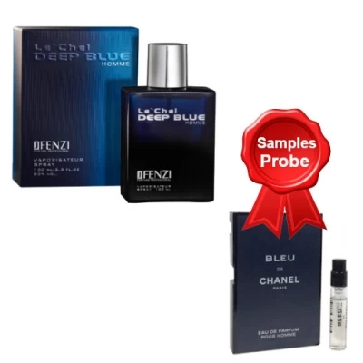 JFenzi Le Chel Deep Blue Homme 100 Ml + Perfume Sample Spray Chanel Bleu De Chanel 3 JFenzi Le Chel Deep Blue Homme 100 Ml + Perfume Sample Spray Chanel Bleu De Chanel