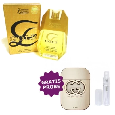 Lamis Gold Woman 100 Ml + Perfume Sample Spray Gucci Guilty 3 Lamis Gold Woman 100 Ml + Perfume Sample Spray Gucci Guilty
