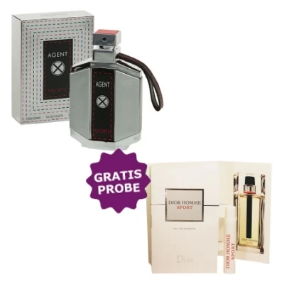 Linn Young Agent X Sports 100 Ml + Perfume Sample Spray Christian Dior Homme Sport 3 Linn Young Agent X Sports 100 Ml + Perfume Sample Spray Christian Dior Homme Sport