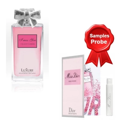 Luxure I Miss You Field Of Flowers 100 Ml + Perfume Sample Miss Dior Rose N'Roses 3 Luxure I Miss You Field Of Flowers 100 Ml + Perfume Sample Miss Dior Rose N'Roses