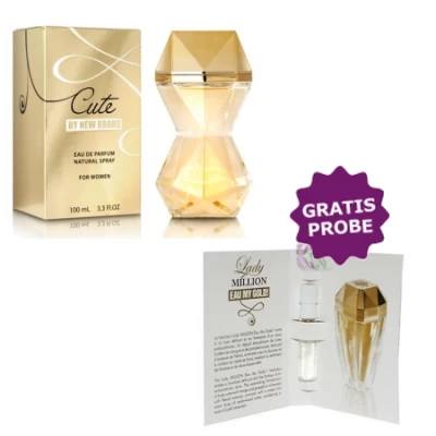 New Brand Cute 100 Ml + Perfume Sample Spray Paco Rabanne Lady Million Eau My Gold 3 New Brand Cute 100 Ml + Perfume Sample Spray Paco Rabanne Lady Million Eau My Gold